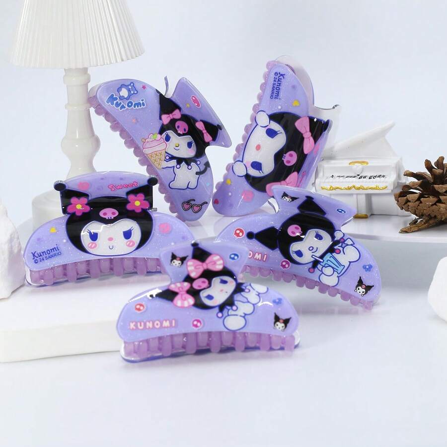 Sanrio 1pc Kuromi Purple Cartoon Design Hair Clip, Hair Accessory