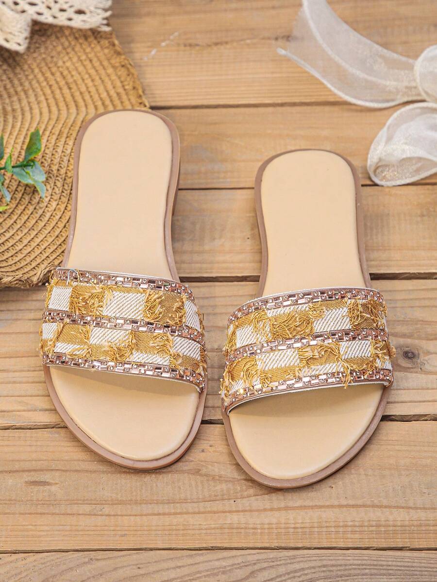 1 Pair Glitter Summer Girls Flat Anti-Slip Fashion Sandals