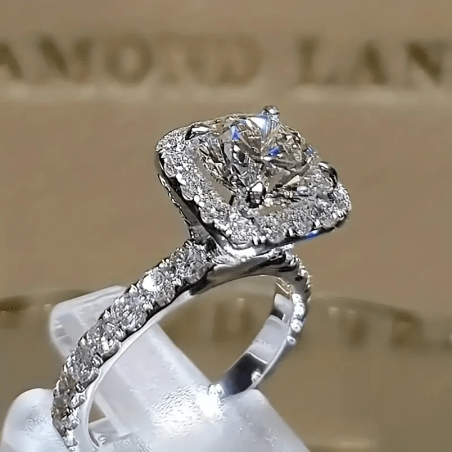 1pc Fashionable Imitation Paved Diamond Ring, Women Wedding/Engagement Ring