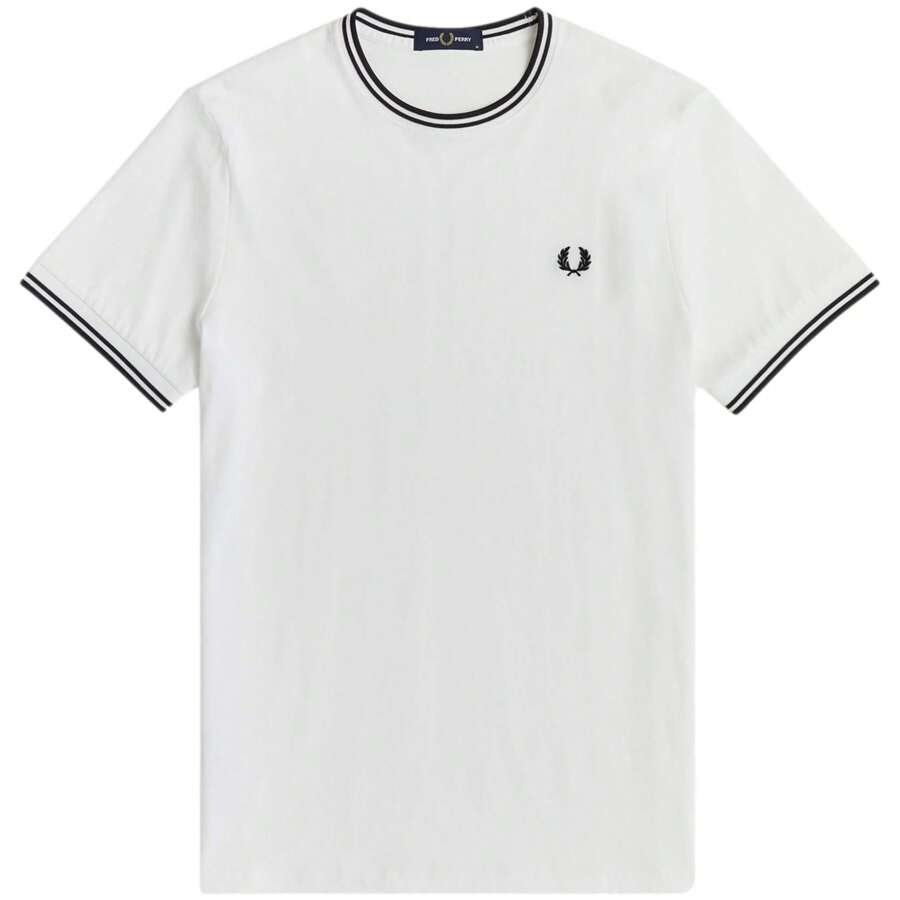 Fred Perry Koszulka Z Krótkim Rękawem Twin Tipped T-Shirt dla Mężczyzna w kolorze Biały ✅ Dostawa w ciągu 3-5 dni