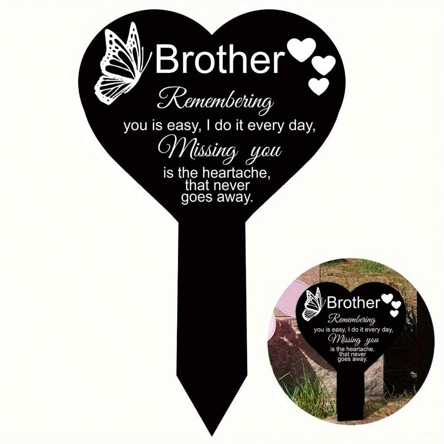 Concrete Tombstone Marker: Waterproof Acrylic Tombstone, For Commemorating Deceased Brothers - Suitable For Cemetery Memorial Garden Marker, Outdoor Yard Gravesite Decoration, One Piece; Memorial Sign For Loved Ones, Acrylic Sun-Blocking Memorial Stake, Memorial Stake, Acrylic Gravesite Marker, Easter Black Memorial Garden Stake, Mourning Gravesite Stake, Outdoor Yard Gravesite Waterproof Gravesite Decoration Gifts Birthday Graduation