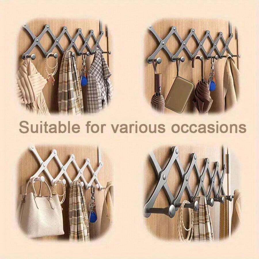 Multi-Function No-Drill Stainless Steel Hanging Hook, Door Back Towel Robe Hat Storage Rack, Space Saving Door Hook