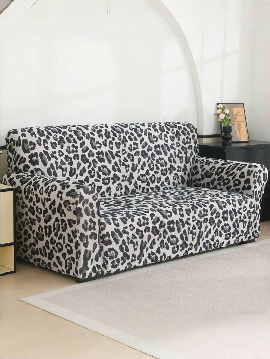 1 pieza Funda elástica para sofá con estampado de leopardo, versátil para todas las estaciones, funda protectora simple para sofá para decoración del hogar en la sala de estar
