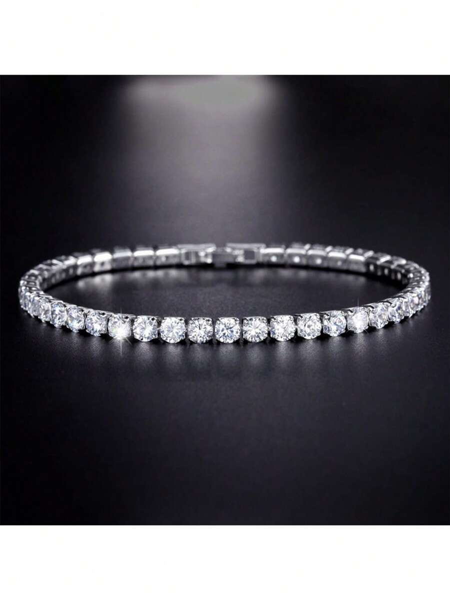 Pulsera de una de 4mm con cristales Rhinestone, joyería minimalista y de alta moda para mujeres con circonita cúbica