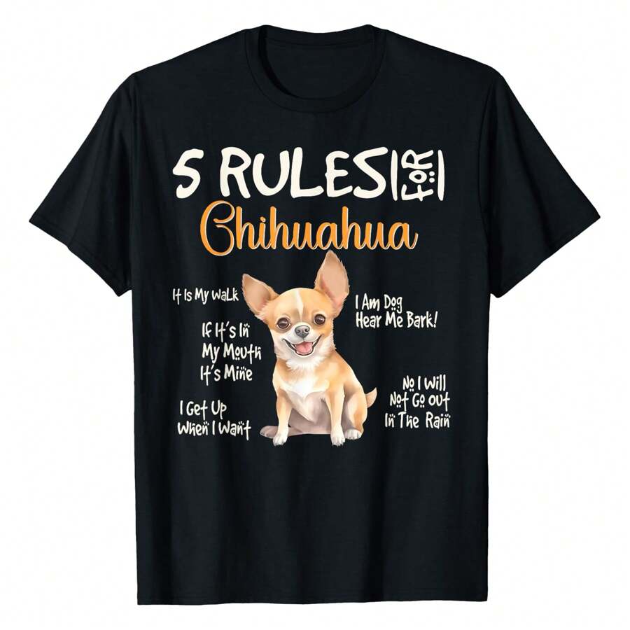 5 reglas divertidas para los amantes de los perros chihuahuas Camiseta gráfica de talla grande para mujer