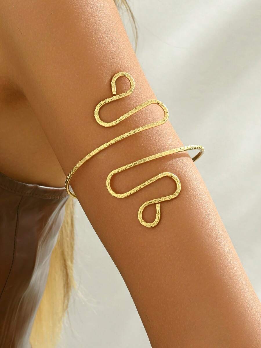 1 pieza Brazalete ancho de mujer con diseño geométrico exagerado de serpiente