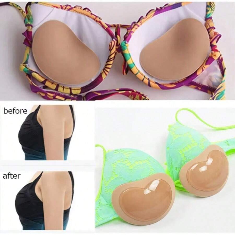 Chest Push Up Sticky Bra Thicker Sponge Sports Gym Bras Pads Breast Lift Up Enhancer Silicone Removeable Inserts Swimsuit Invisible Bra