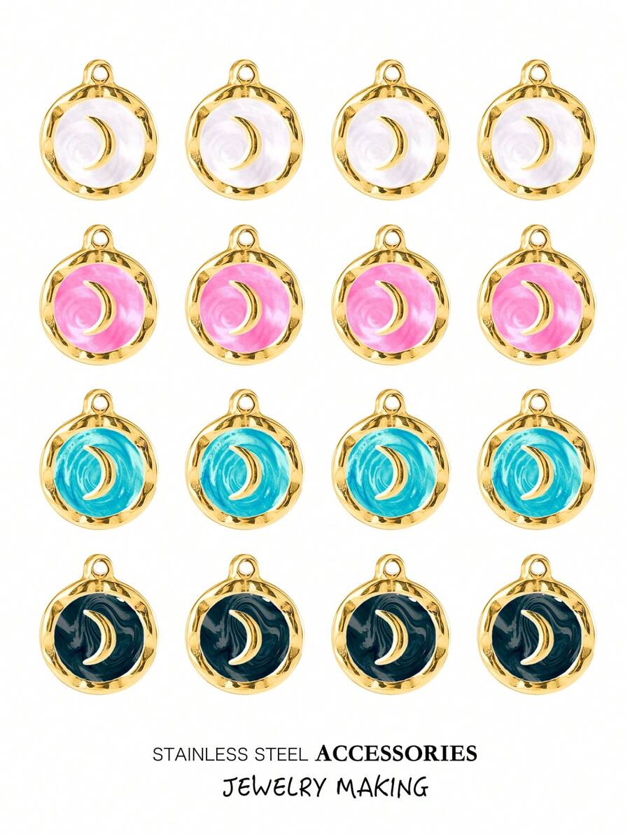 3/5pcs Gold Color Stainless Steel Enamel Charms Pendants For DIY Earrings Necklace Jewelry Making Supplies Handcrafted Oil Dripping Personalized