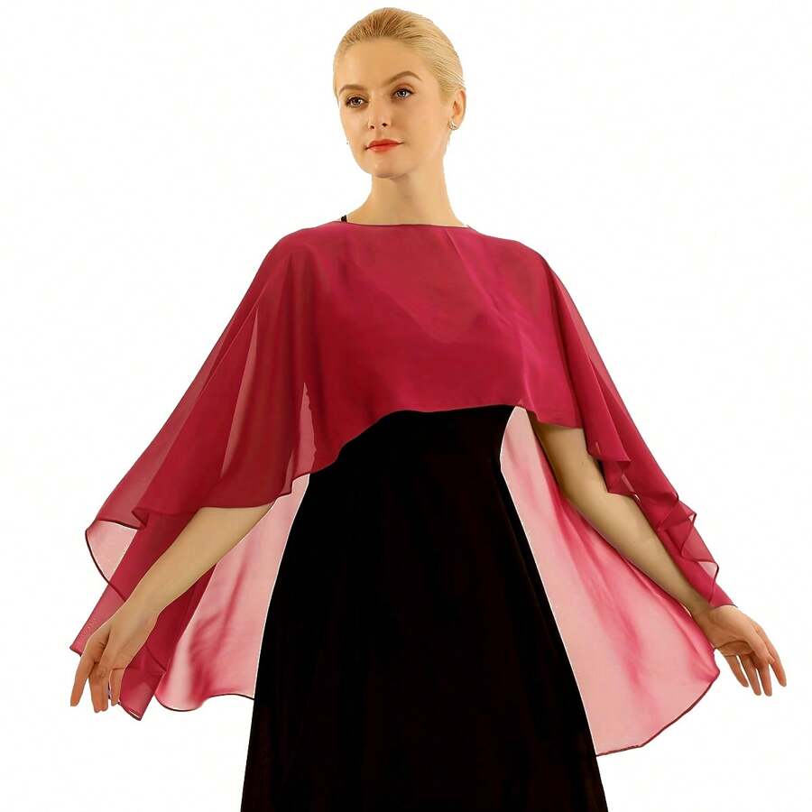 1 xale de chiffon oval feminino, adequado para vestidos de noite, sessões de fotos, cerimônias, apresentações de palco, maquiagem, bailes, mestre de cerimônias, proteção solar, capas de férias