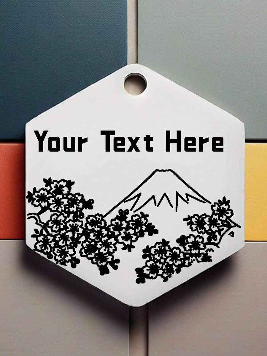 1pc Gepersonaliseerde Hexagonale Tag Sleutelhanger Met Bergtopontwerp, Aangepast Grappig Patroon En Tekst Van Roestvrij Staal, Geweldig Cadeau Voor Vrienden En Familie