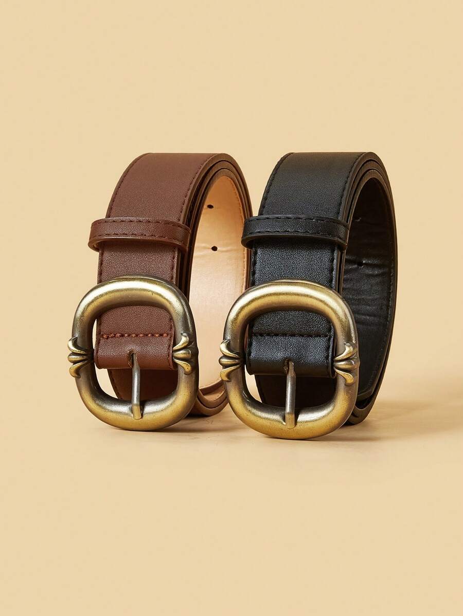 1pc Retro PU Leather Belt With Stylish Metal Buckle, Suitable For Jeans, Casual, Vintage Look, Unisex Everyday Wear