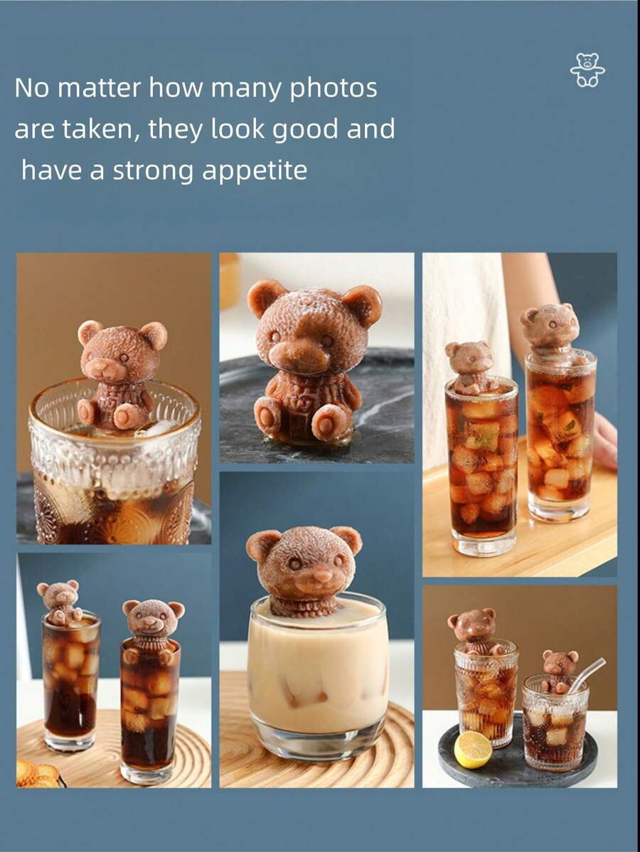 A Cute Bear Ice Cube Mold Silicone Ice Cube+Three-Dimensional Bear Shape Can Also Be Used For Beauty And Skin Care. Silicone Ice Roller Face And Eye Ice Roller, Silicone Beauty Ice Roller Skin Care Tool, Facial Massage Ice Mold Skin Care, Reusable Ice Roller To Reduce Swelling.