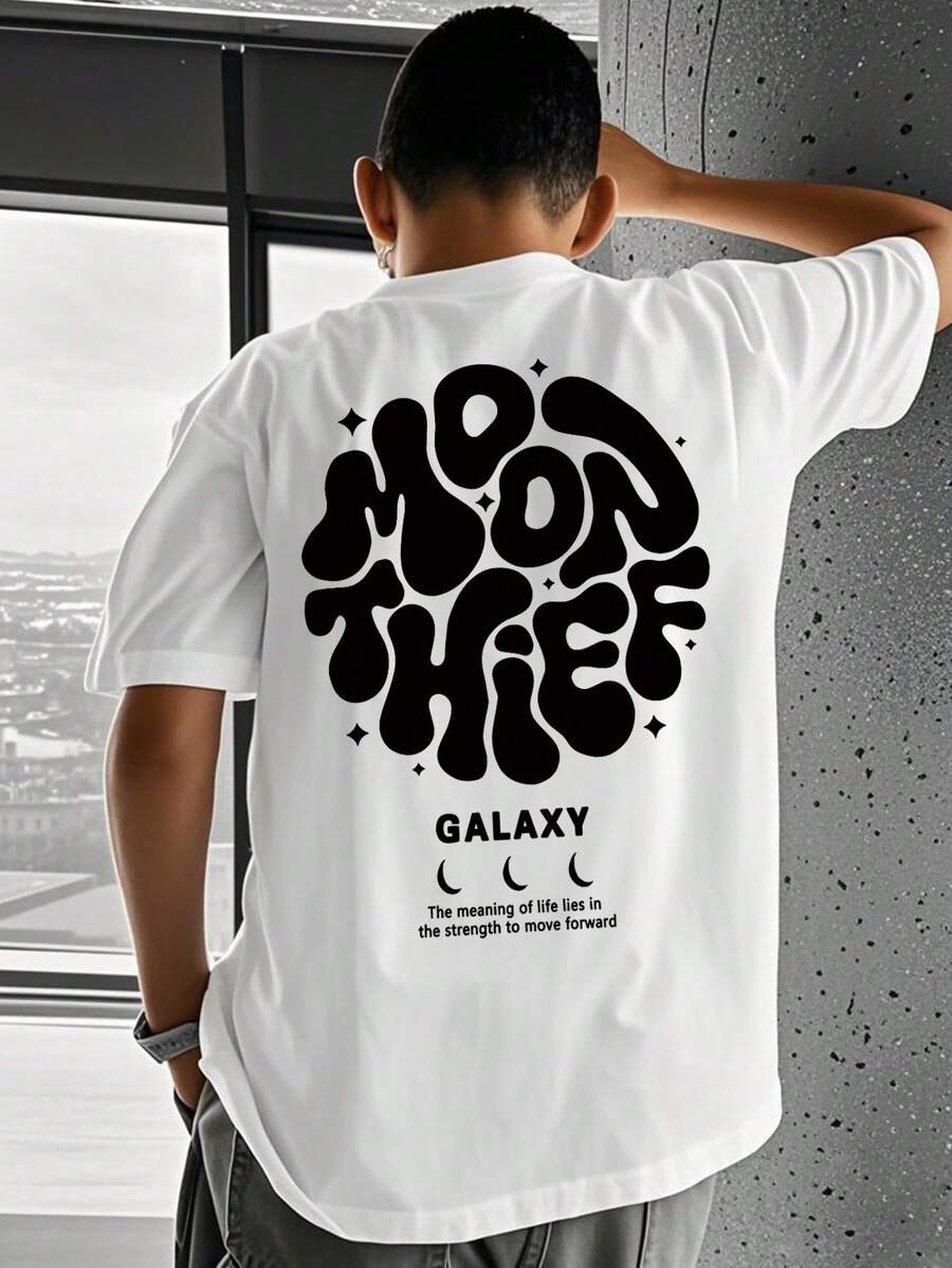Camiseta de cuello redondo de manga corta con estampado gráfico informal para niño preadolescente, top de verano