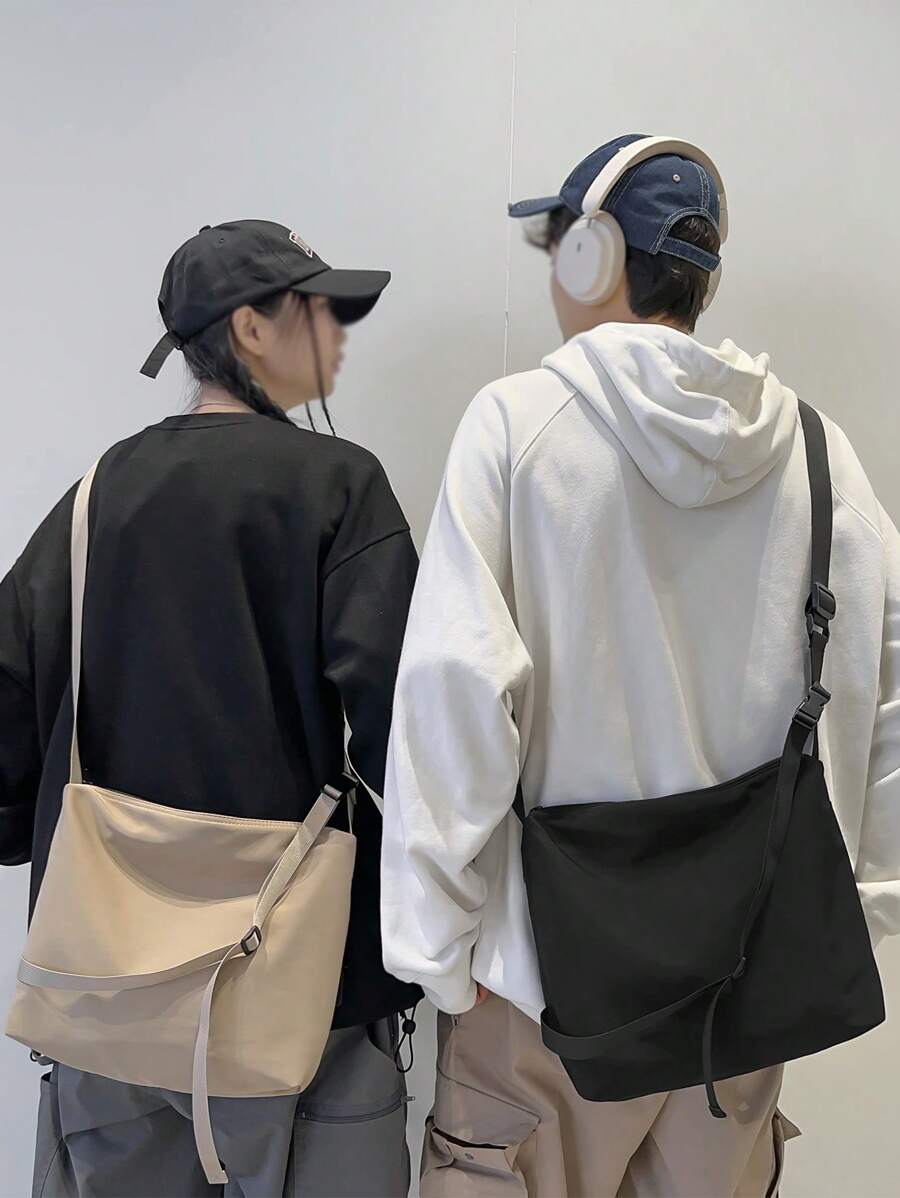 Sling Bag Square Bag Casual Daypack Water Repellent Lightweight Portable Summer Bag Motorbike Stuff For Outdoor Nylon Minimalist Casual Solid Color Personalised Gifts