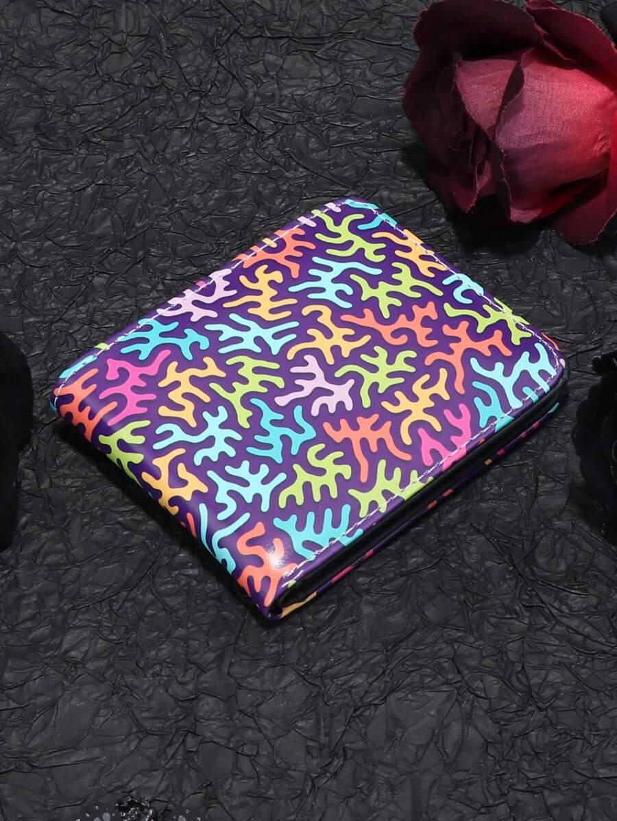 1 stuk nieuwe mode korte portemonnee kleurrijke creatieve elementen compacte portemonnee kaarthouder unisex casual puzzelblok tweevoudige portemonnee portemonnee portemonnee portemonnee mini portemonnee kleine portemonnee