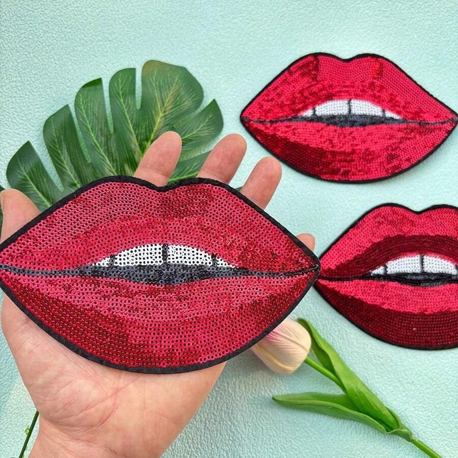 1/3 piezas de parches bordados, parche decorativo con patrón de labios para ropa, bolsos, sombreros, cuadernos, portátiles, scrapbooking, que se pueden planchar o coser