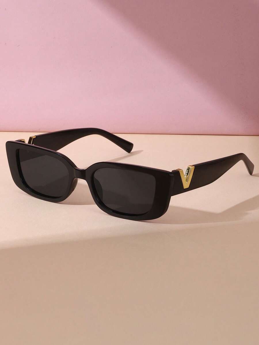 1 Par de Óculos de Moda de Alta Qualidade e Estilo Único Retrô de Alta Moda para Mulheres, para Praia, Férias, Exterior, Viagem, Design de Letras, Estilo Vintage, Armação Retangular, para Looks de Saída, Volta às Aulas