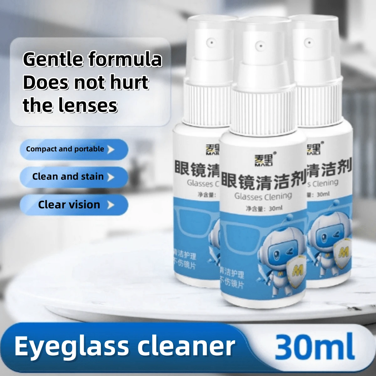 Set de 5 piezas de Solución de limpieza de gafas, toallitas de limpieza de pantalla, líquido para el cuidado de lentes, limpiador de lentes de cámara