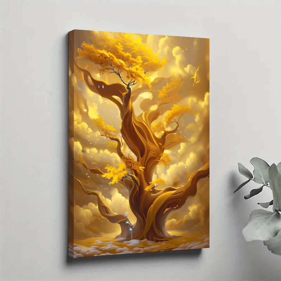 1Pc Framed Canvas Poster, Money Tree Money Falling Wall Art Canvas Paintings, Ideal Gift For Bedroom Living Room Corridor, Wall Art, Wall Decor, Winter Decor, Room Decoration
