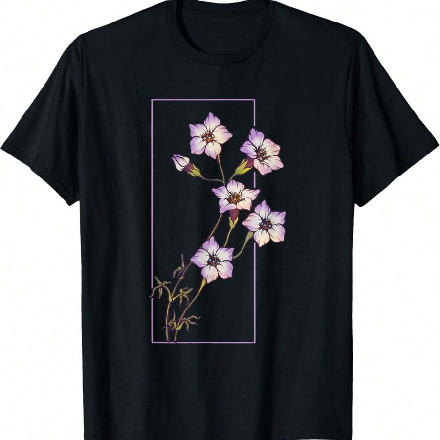 Floral Flower Bird's Eyes Gilia Tricolor Wildflower T-Shirt