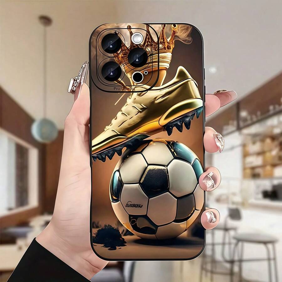 1pc Black Angel Eye, Soccer Ball, Dollar Bill Pattern Mobile Phone Case, Personalized Compatible With IPhone 16 Pro Max/15/14 Plus/13/12/11, Compatible With Samsung Series