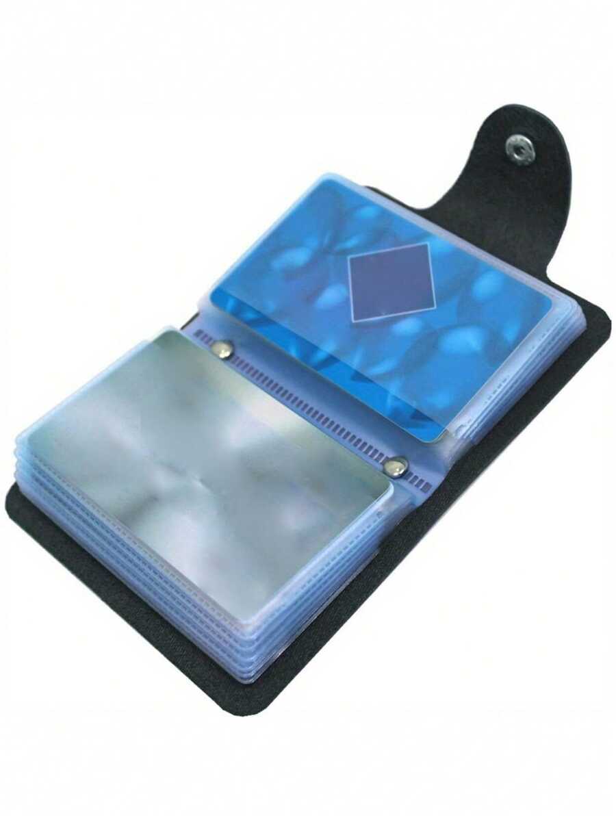 24-Slot Waterproof Cowhide Leather Case - Two-Layer Casual Business Organizer Holder With Snap Closure Mini Wallet Card Wallet For Women Wallet Purse Wallet