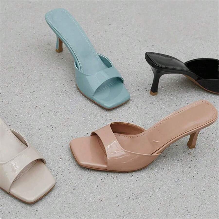 Pantofole francesi con tacco fine da donna 2025 modelli estivi pantofole dolci alla moda con testa quadrata 35-42 taglie grandi sul sito