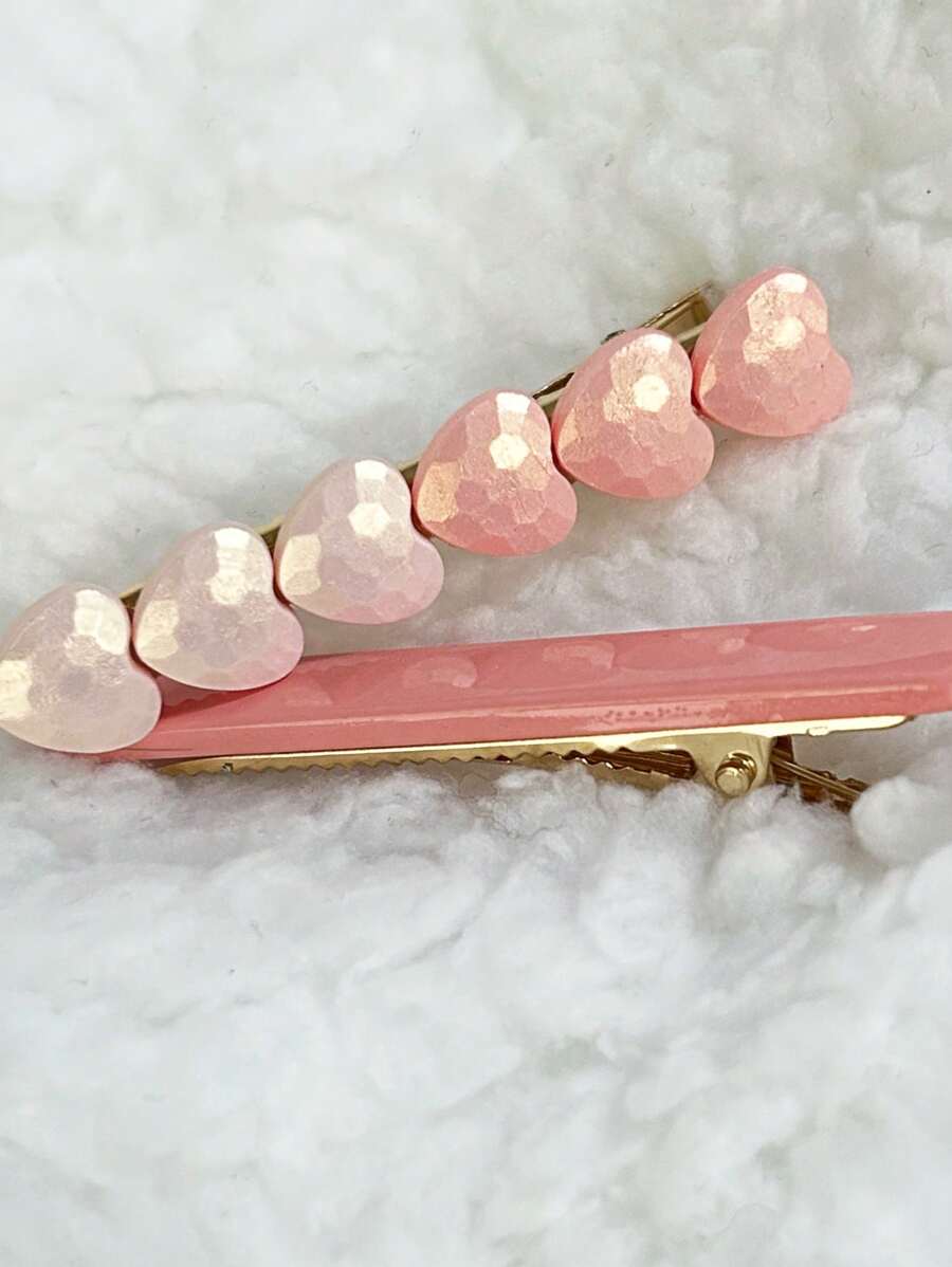 2 piezas Pasadores de pelo con forma de corazón, pinza, pinza de pato con borde reflectante láser, accesorios para el cabello