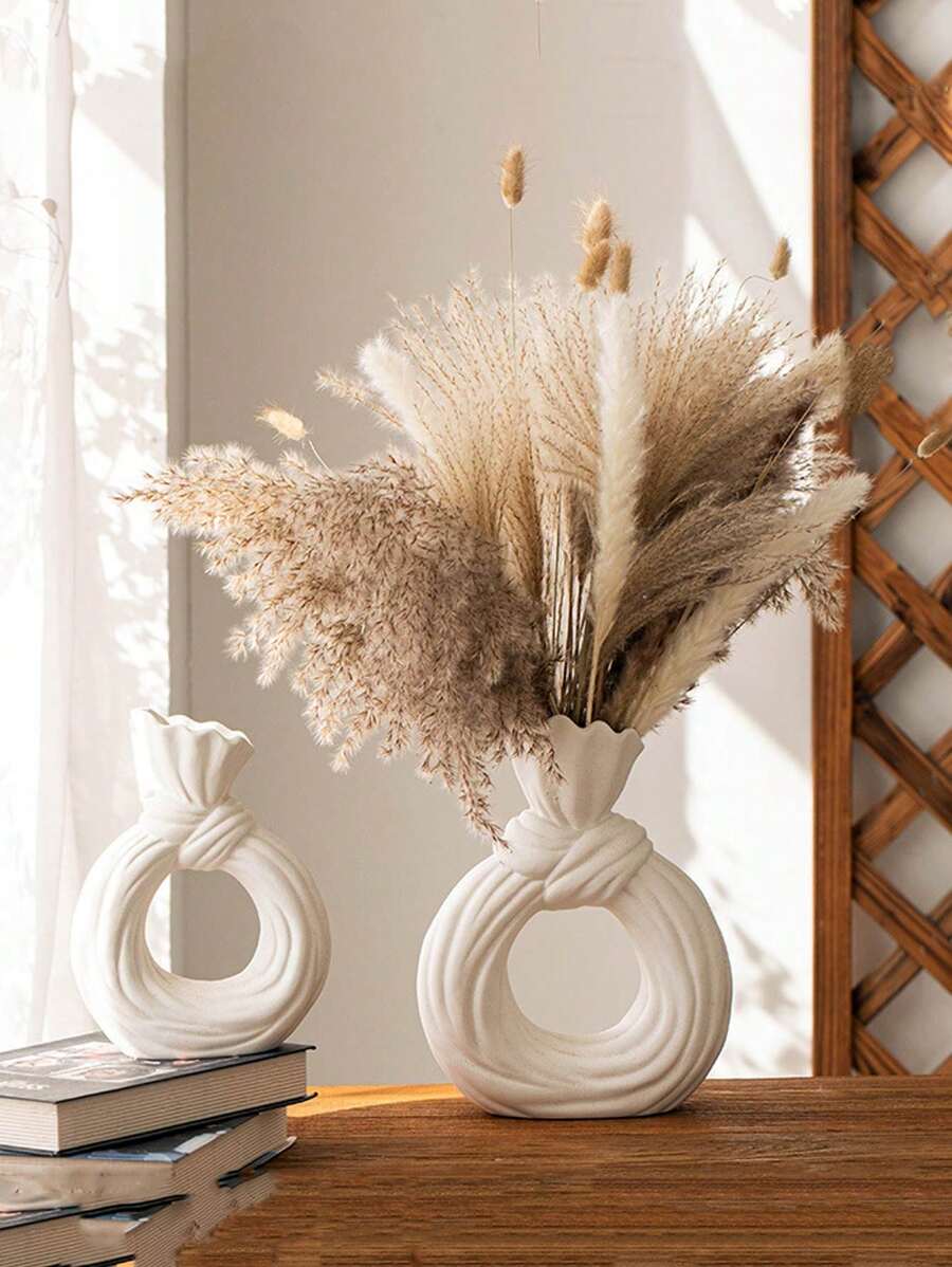 Wabi-Sabi Style White Decorative Vase, High-End Aesthetic Flower Vase For Room Decor, Nordic Style Dining Table Centerpiece, Modern Simple Creative Vase Decor For Living Room, Foyer, TV Cabinet Gifts Birthday Graduation