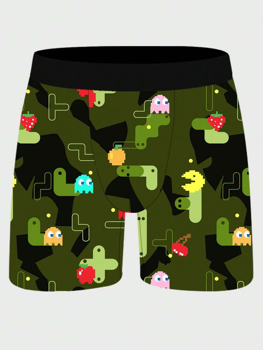 Calzoncillos boxeador largos deportivos para hombres con estampado de juegos, que absorben la humedad, con estampado, de secado rápido, calzoncillos casuales novedosos para hombres