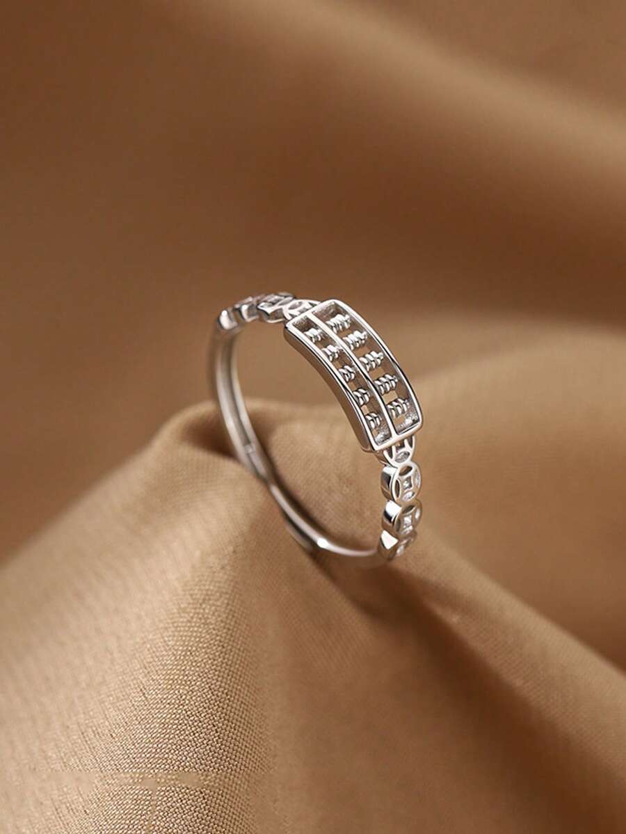 A Copper Coin Abacus Ring With A Unique Design, A High-End Versatile Ring For Women, A Plain Ring For The Index Finger, A New Style