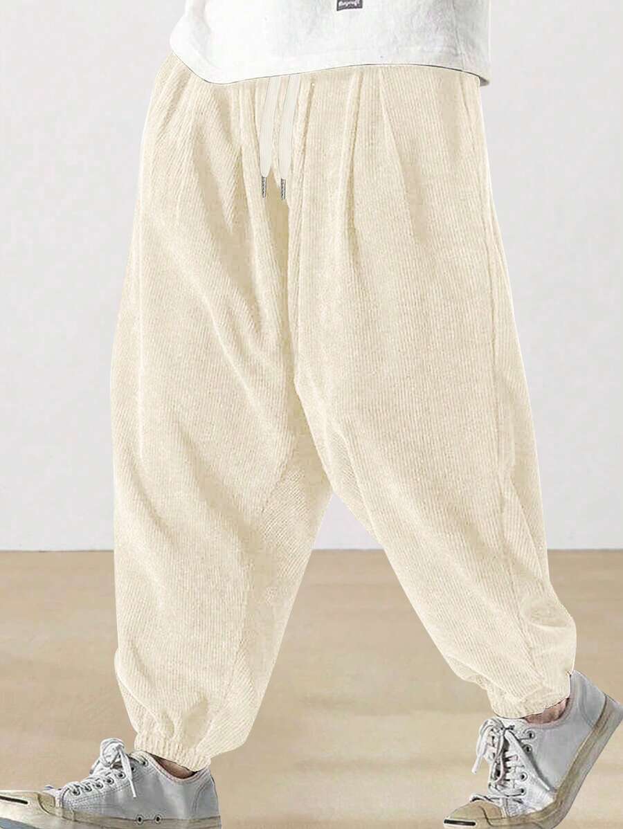 Corduroy Drawstring Pants For Men, Casual Loose Trousers, And Versatile, Autumn/Winter