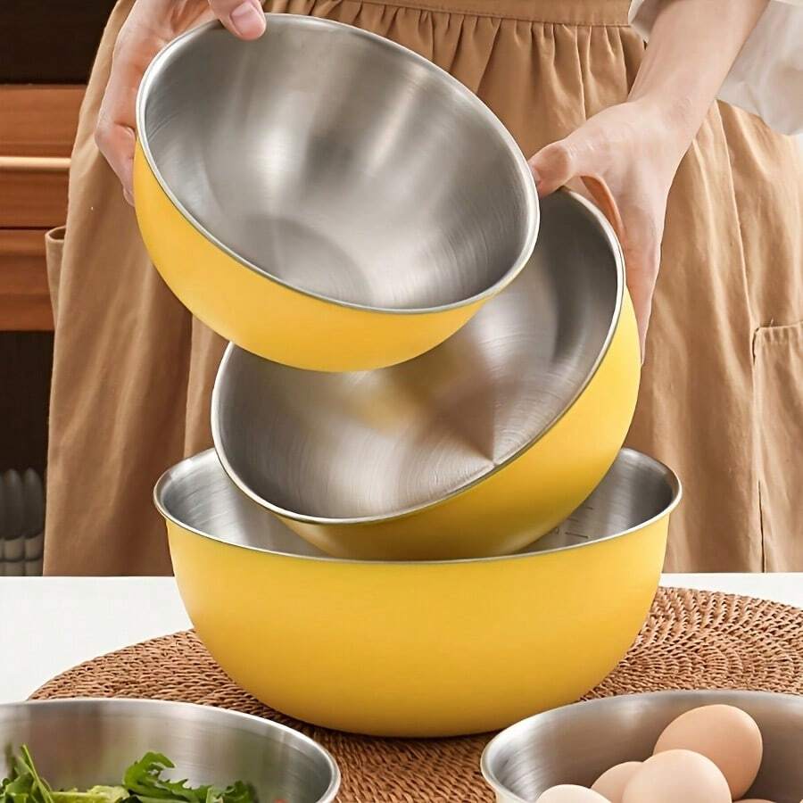 1/3pcs Baking Utensils With Graduated Mixing Bowl Stainless Steel Salad Mixing Bowl For Food Storage Meal Preparation Salad And Other Kitchen Gadgets Kitchen Accessories