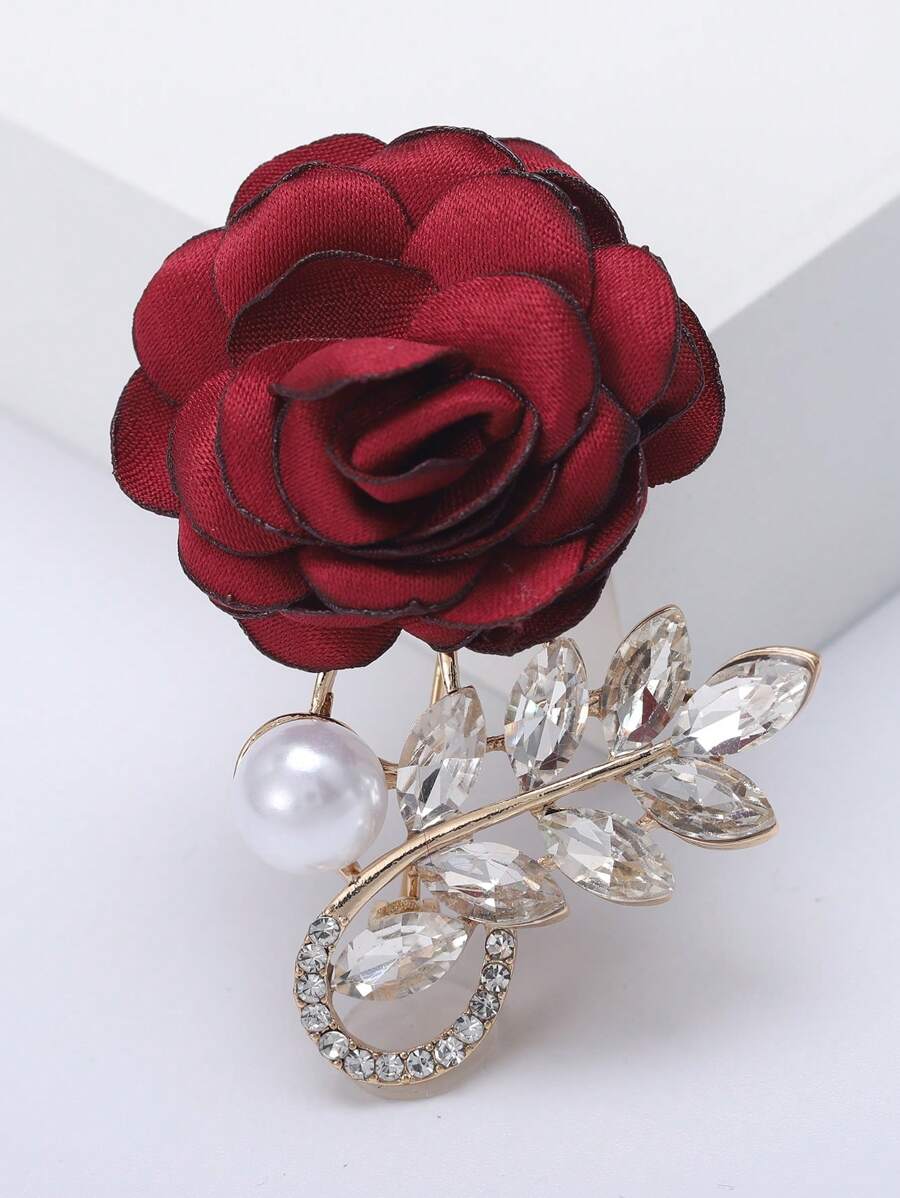 1 pieza Broche con flor de tela y metal, adecuado como accesorio para vestidos