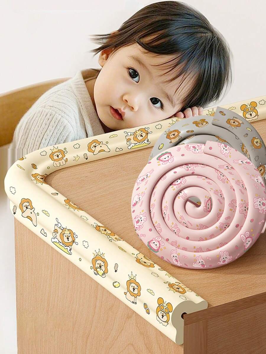 2 Meters Long Beige Baby Anti-Collision Strip, Anti-Collision Corner Cloud-Shaped Foam Elastic Material, Cartoon Design, Free Cutting, Self-Adhesive, Easy To Use After Tearing, Not Easy To Leave Marks Table Corner Protection Anti-Knock Furniture Protective Cover