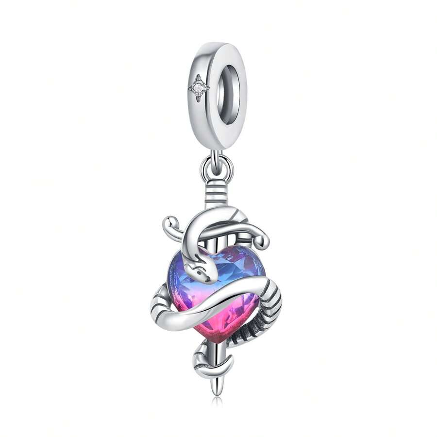 1 Pc Silver Plated Pendant Illusion Heart Snake Sword Pendant Moonlight At Sea Pendant Suitable For Bracelet DIY Fine Jewelry Making Birthday Gift Woman Gift