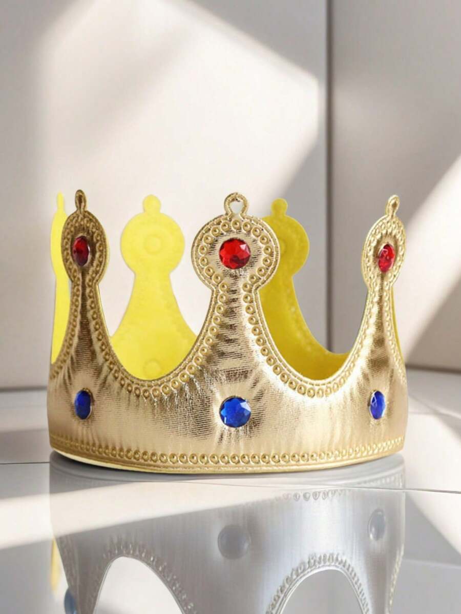 1 pieza Corona de rey dorada, tela con diamantes, disfraz de príncipe, decoración de pastel, sombrero de regalo de cumpleaños, regalo de fiesta, evento de artes escénicas, corona de baile de disfraces, tiara de rey, tocado de Halloween, sombrero de cumpleaños, carnaval.