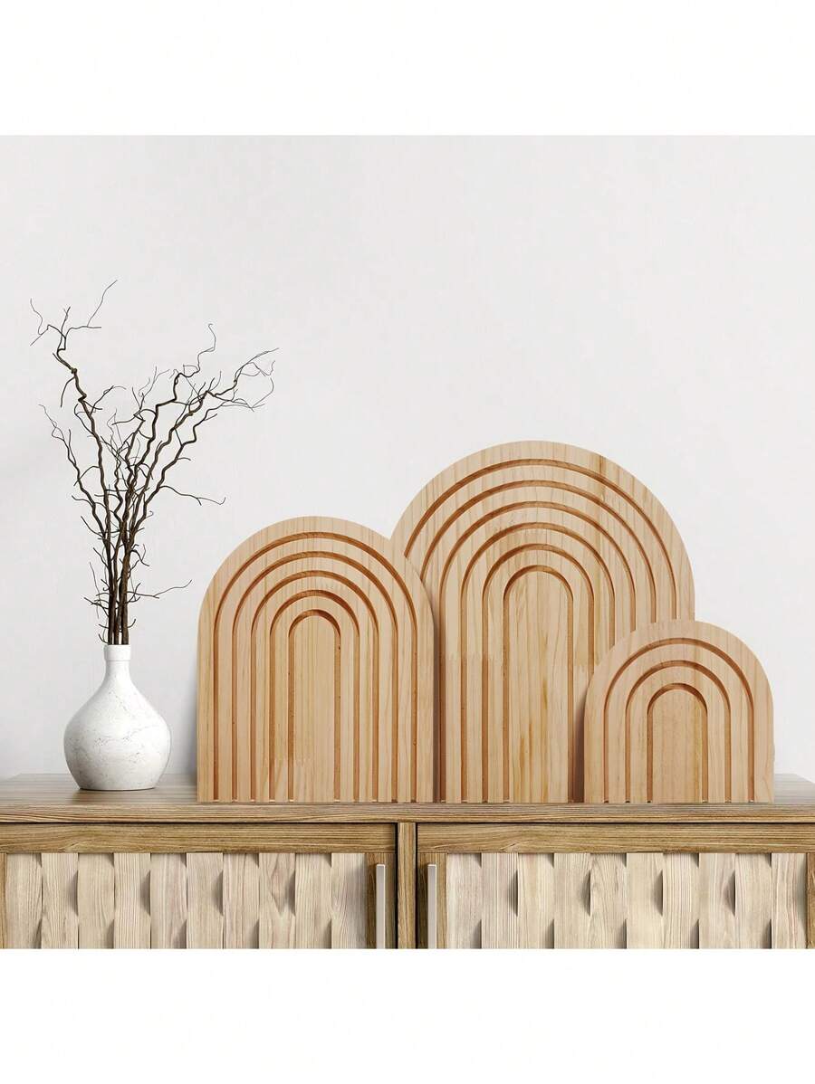 Wooden Rainbow Arch Decor Boho Home Decor Decorative Cutting Board Wood Serving Board Boho Arch Wood Board Charcuterie Boards For Kitchen Shelf Decor(Wood) Tray Plates Plate Kitchen Decor Trays Fruit Tray Tray Decor Gifts Birthday Graduation
