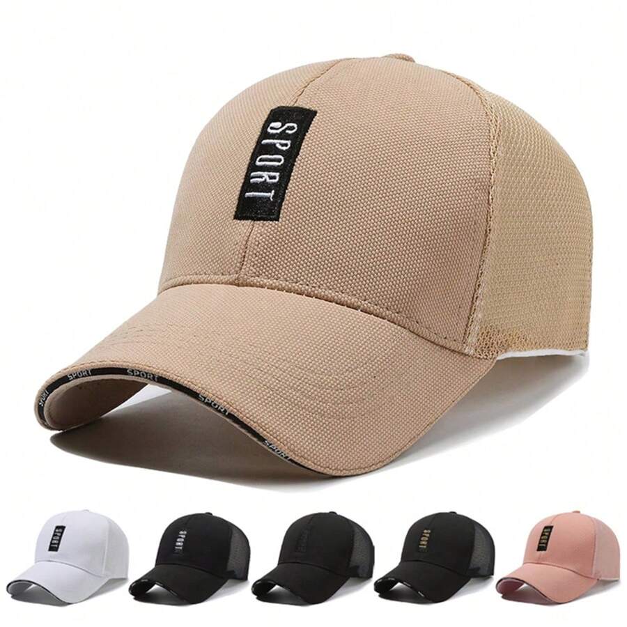 1 pieza Gorra de béisbol de malla transpirable con protección solar, decoración de metal bordado, estilo casual bohemio, lindo, para uso en cualquier época del año