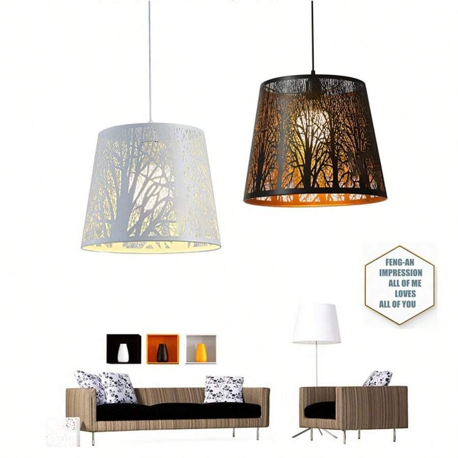 Accessori per paralume di lampada in metallo tagliato al laser con motivo forestale, per lampade a sospensione e da tavolo