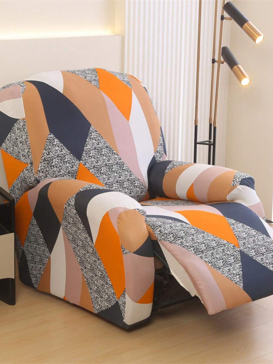 4/6/8 Pcs Random Geometric Print Chaise Lounge Chair Covers, All Season Washable Sofa Cover For Home, Office, Living Room Decor