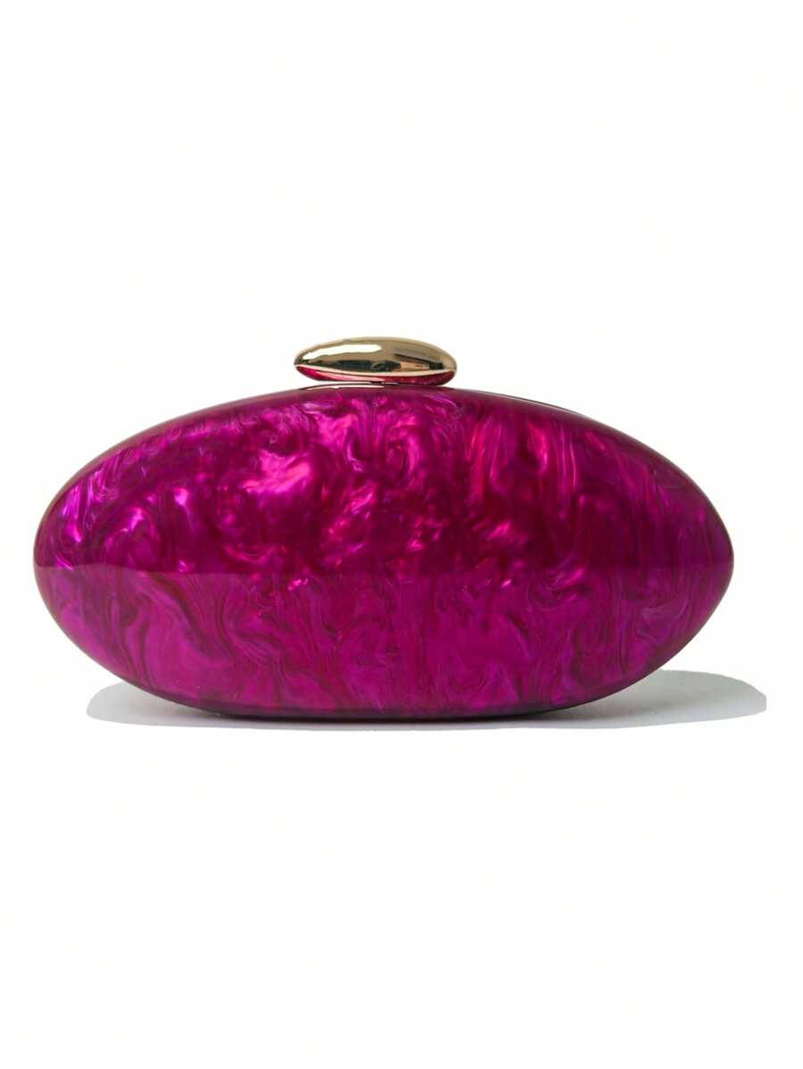 2025 Spring Fashion Wedding Bag, European & American Style Acrylic Glossy Evening Clutch Goose Egg Shaped Shoulder Bag, Personalized Crossbody Bag, Prom Bag For Party