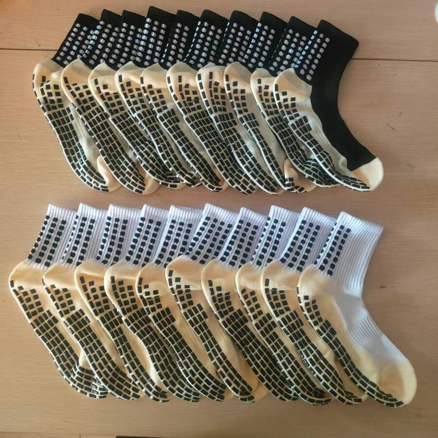 1/2/4/6/10 Pairs Men's Cushioned Compression Mid-Calf Soccer Socks, Anti-Slip For Training & Matches