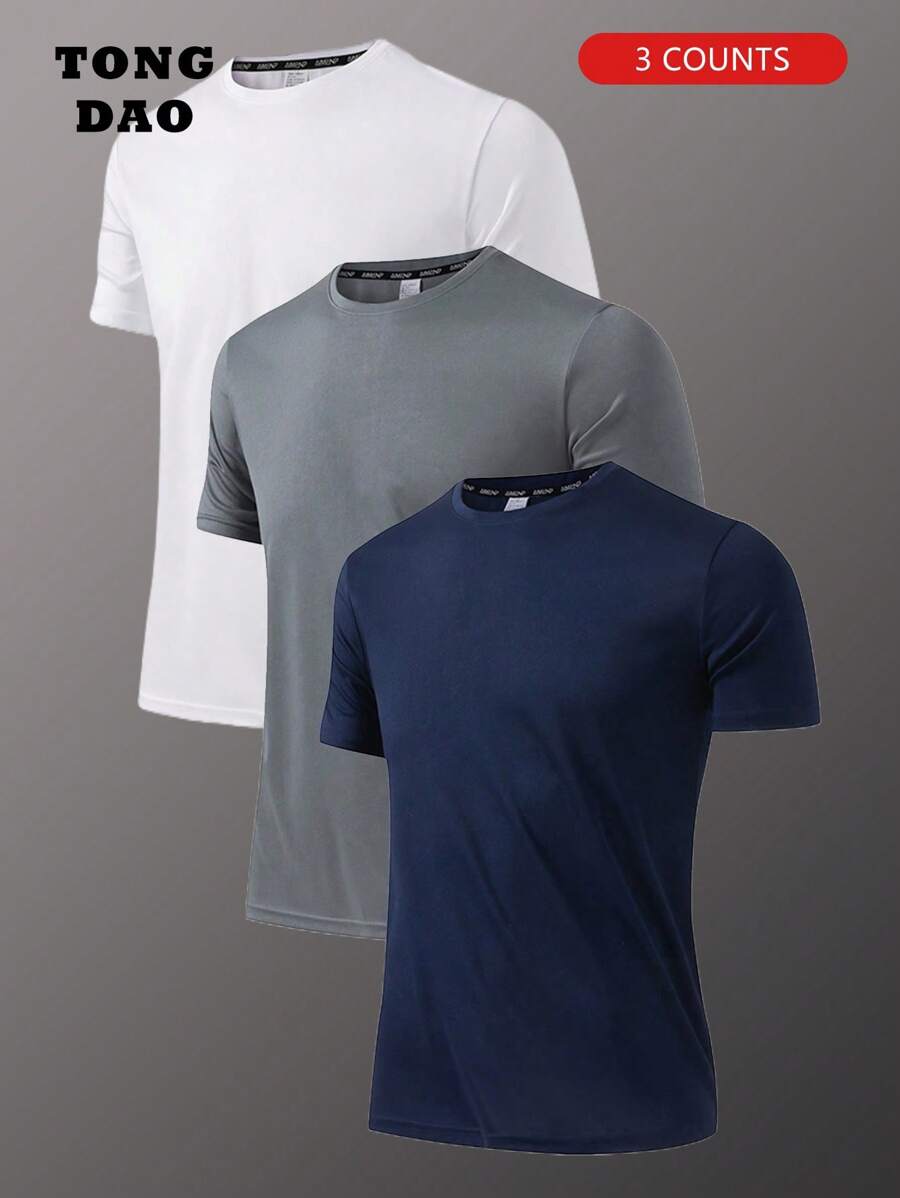 Men's Summer New Breathable Sports Short-Sleeve T-Shirt 3 Packs
