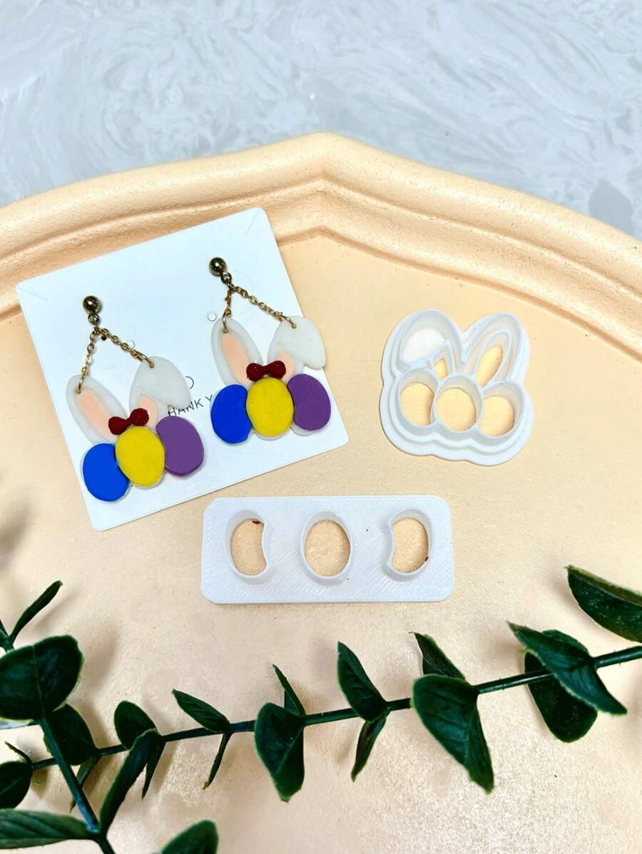 2pcs Rabbit Animal Polymer Clay Cutters, Spring Clay Cutters, Easter Polymer Clay Cutter For Earring Making, Jewelry Pendant DIY Handmade Tools, Polymer Clay Supply