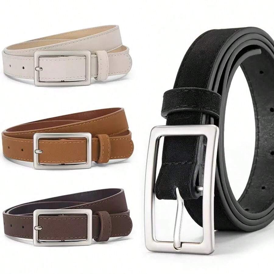 Nouvelle ceinture de taille polyvalente décontractée à la mode unisexe avec boucle rectangulaire, convient pour les jeans, toutes saisons