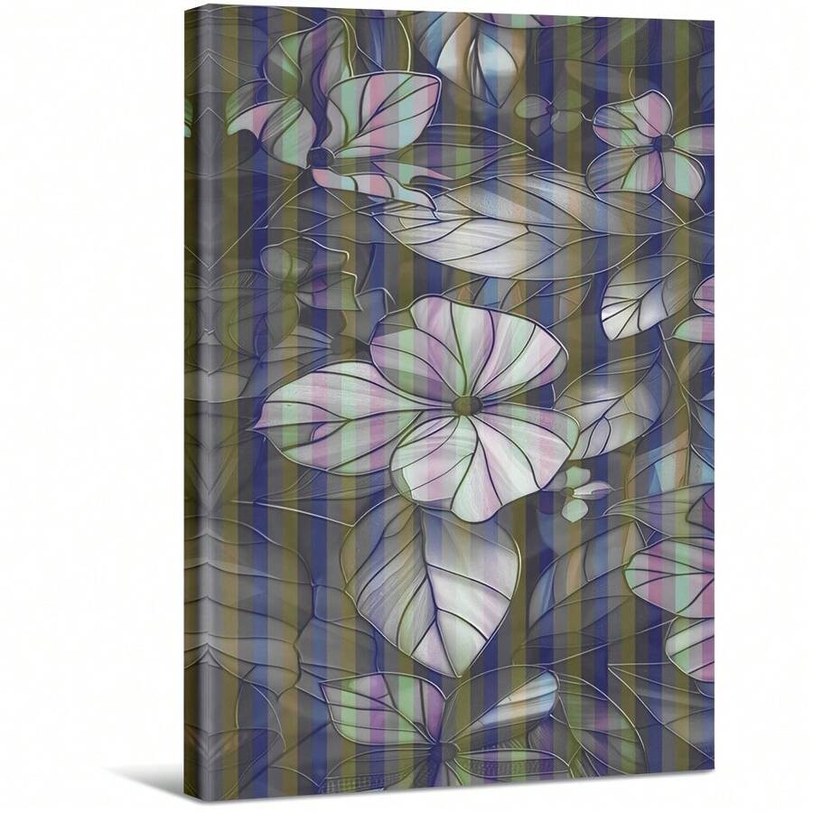 Fleurs abstraites dans leurs couleurs douces. Grande peinture murale encadrée en bois, décoration d'intérieur, peinture à l'huile - Chambre, salle de bain, salon, bureau, cuisine, cadeaux de Noël - 1 pièce