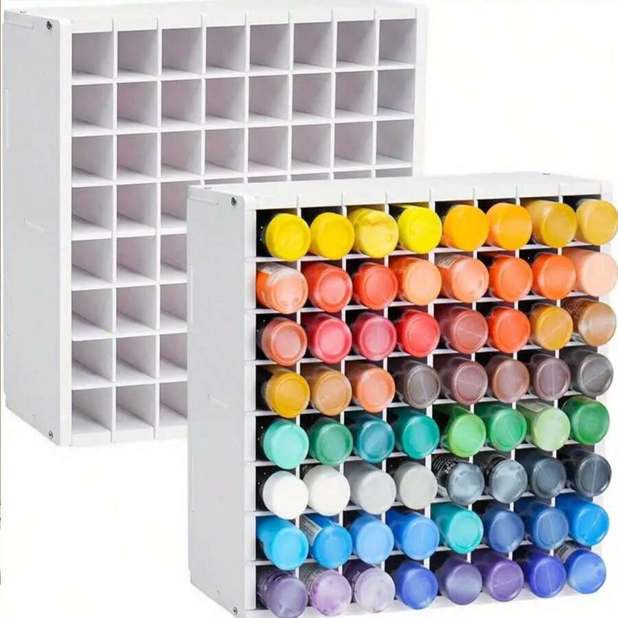 1 Pieza Estante de pared para almacenamiento de pintura, caja de almacenamiento de malla apilable, con agujeros para colgar, fácil de tomar y colocar