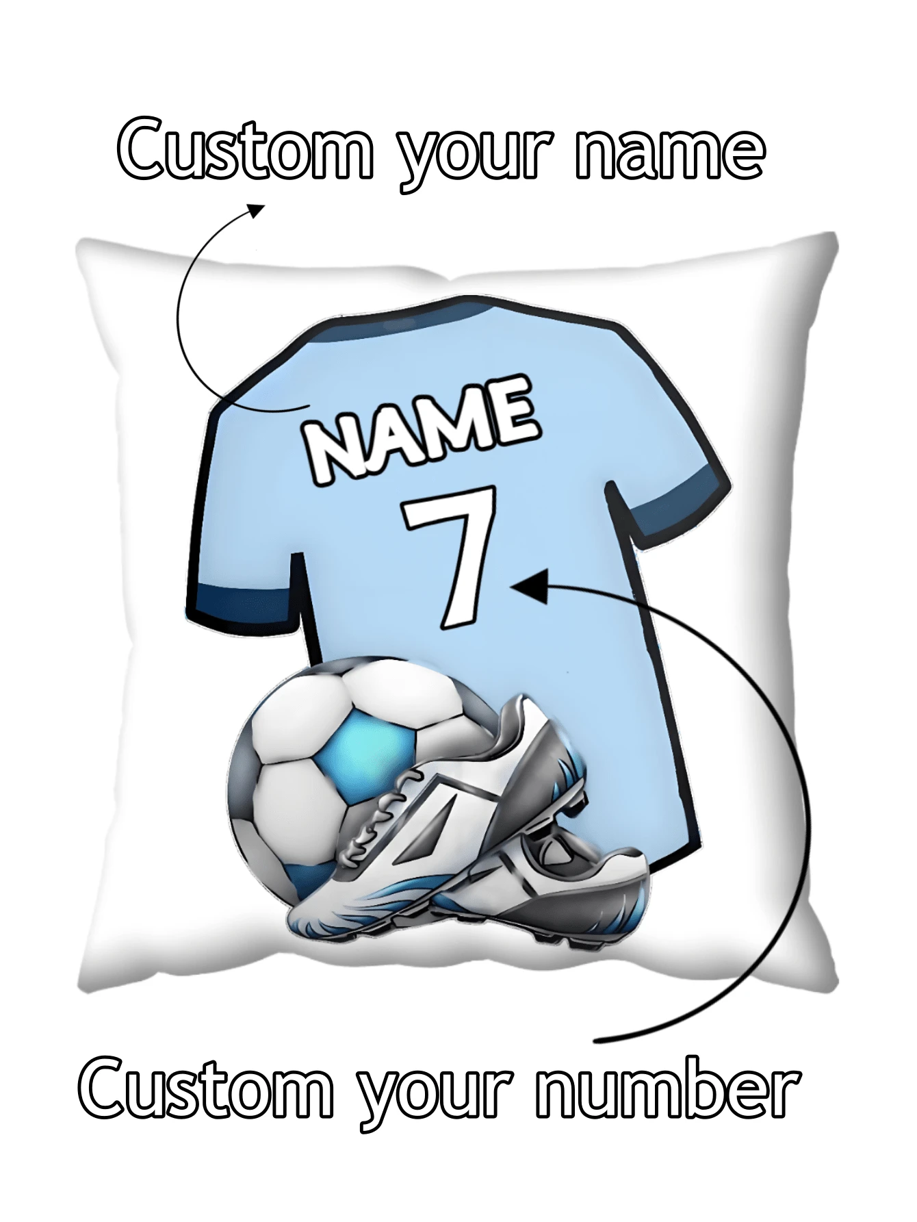 1 Pc Customized Soccer T-Shirt With Name And Number, Soccer Player Children Gift - Customized Name And Number Pillow Cover
