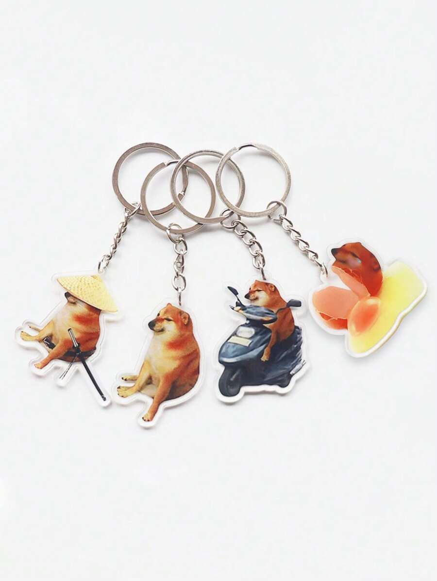 1PC Fun Cute Funny Pendant Acrylic Funny Shiba Dog Pendant Keychain, Keychain Accessories, Car Keychains, Men's Keychains, Women's Keychains, Fun Gifts, Suitable For Car Keys, Mobile Phones, Cameras, Wallets, ID Cards, Badge Cards, Wristband Keychains, Boyfriend And Girlfriend Gifts, Family Gifts, Teacher Gifts, And Employee Gifts.
